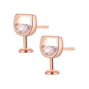 Rose Gold Wine Glass Earrings